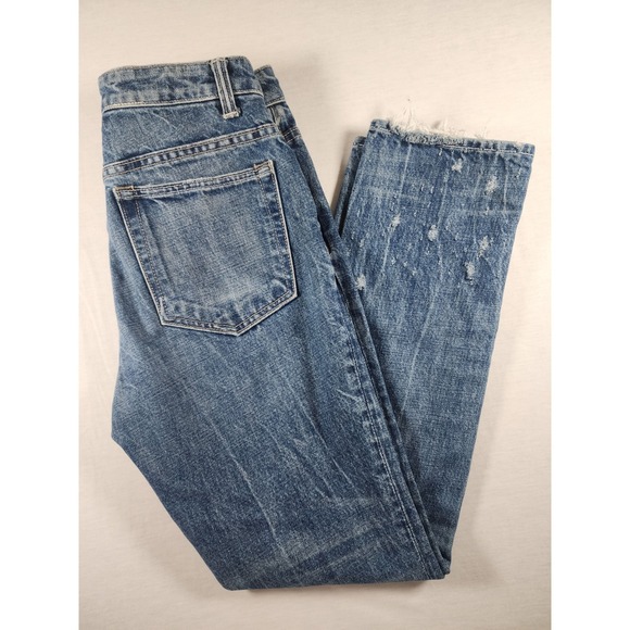 Helmut Lang Denim - Helmut Lang High Rise Crop Slim Jeans Light Jackhammer Wash Distressed W Size 26